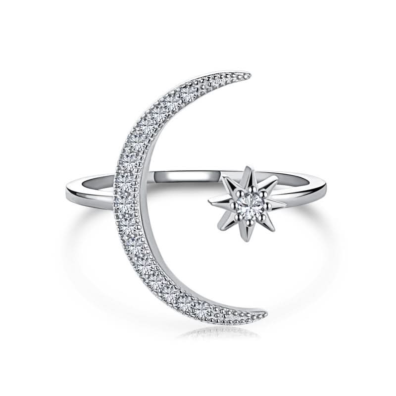 MOON AND STAR Adjustable Ring S925 Sterling Silver